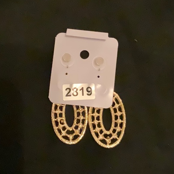 Gold Rhinestone Earrings - Picture 2 of 3